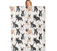 MIEPOS French Bulldog Throw Blanket - 60x80in,Ultra Soft, Cozy Lightweight Flannel, Cute Frenchie Dog Blankets - Gifts for Kids & Pet Lovers,for Couch Travel,Rustic Home Living Room Decor