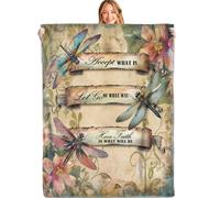 MIEPOS Inspirational Dragonfly Fairy Throw Blanket, 50x60in, Soft, Lightweight Flannel,Vintage Flower Spiritual Quote Blankets, Gifts for Women, for Retro Home Living Room Decor