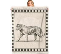 MIEPOS Tiger Blanket Soft Lightweight, Vintage Monochrome Wildlife Art Flannel Throw Blankets for Couch Sofa Camping Office Travel Home Bedroom Decor, Tiger Lovers Adults Gifts 50"X60"