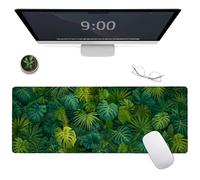 MIEPOS Tropical Leaf Gaming Mouse Pad,Nature Large Desk Mat, 31.5x11.8x0.12in Extended Non-Slip Rubber Green Plant Pattern Mousepad, Computer Deskmat Gifts, Laptop Mice Pads Decor for Office Home