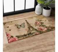 MIEPOS Vintage Paris Elegance Indoor Door Mat,Eiffel Tower with Rose and Butterfly Doormat,29.5x17in Non-Slip Rubber Backing Floor Mat,Entry Rug,for Living Room,Doorways Mats Decor,Doormats Gifts