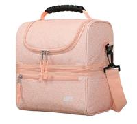 MIER Adult Lunch Box Insulated Lunch Bag Large Cooler Tote Bag for Men Women to Work Travel Daytrip, Double Deck Cooler (Pink Floral, Large)