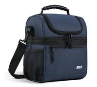 MIER Double Deck Lunch Bag with Detachable Shoulder Strap, Dark Blue, 10L | Medium Cool Bag with 2 Decks to Keep Food Fresh and Dry, Muti Pockets, Easy to Clean, Work, Picnic, Travel, Family Activity