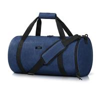 MIER Gym Bag Round Duffle Bag with Shoe Compartment & Wet Pocket, Lightweight Carry on Duffel for Men Women Workout Fitness Travel Sports, 24L, navy blue, 24L US, Athletic and Modern