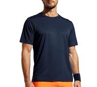 MIER Gym Short Sleeve Tops for Men Moisture Wicking Running Workout Crewneck T-Shirts Dry Fit Sports Shirts, Navy, S