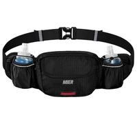 MIER Hydration Waist Pack with Soft Flasks (2x300ml) for Women Men, Black, L, Running Belt With Soft Flasks