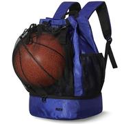 MIER Lightweight Basketball Bag Sports Gym Bag Football Backpack with Shoe Compartment & Ball Holder for Basketball/Football/Volleyball/Soccer Ball, 40L, Blue