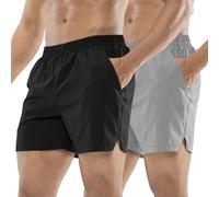 MIER Men Running Gym 5 Inch Shorts Quick Dry Outdoor Sports Workout Summer Shorts with Pockets, Lightweight Breathable