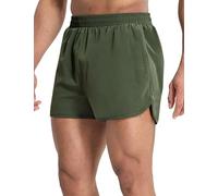 MIER Mens 3 Inch Running Athletic Liner Shorts Lightweight Gym Workout Athletic Shorts with Zipper Pockets Quick Dry, Army Green, L