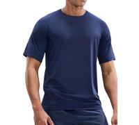MIER Men's Adult Dry Fit Workout T-Shirts Athletic Running Tee Short Sleeve Crew Neck Gym Tops Gym Clothes, Polyester, Moisture Wicking, Navy, XXL