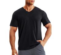 MIER Mens Dry Fit V Neck T-Shirts Workout Soft Short Sleeve Moisture Wicking Running Athletic Gym Casual Tee Tops, Heather Black, XL