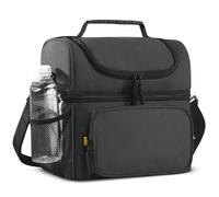 MIER Mens Insulated Lunch Box, Dual Compartment Large Lunch Bag Coolers with Shoulder Strap for Men Women Adult to Office Work, Picnic, Travel, Outdoors, Dark Gray