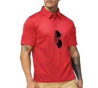 MIER Men's Outdoor Performance Tactical Polo Shirts Short and Long Sleeve, Moisture-Wicking, Red01 - Short Sleeve, XXL