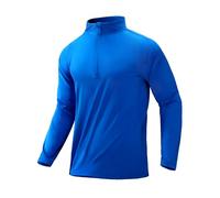 MIER Mens Quarter Zip Pullover Dry Fit Lightweight 1/4 Zip Long Sleeve Shirts for Athletic Running Golf Hiking, UPF 50+, Royal Blue, XL