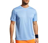 MIER Mens Running Workout Moisture Wicking Short Sleeve Shirts Gym Crewneck Top Lightweight Athletic T-Shirts, Blue, 3XL