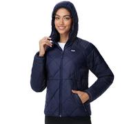 MIER Packable Puffer Jacket Womens Light Weight Winter Quilted Puffy Coats with Hood and Pockets, Waterproof, Navy Blue, L