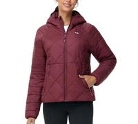 MIER Packable Puffer Jacket Womens Light Weight Winter Quilted Puffy Coats with Hood and Zipper Pockets, Water-Resistant, Wine, Medium