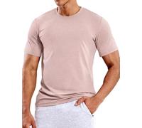 MIER Short Sleeve Running T Shirts for Men Workout Dry Fit Soft Shirts Moisture Wicking Crewneck Casual Top, Pink, M
