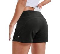 MIER Women's 2 in 1 Running Shorts Athletic High Waisted Workout Tennis Gym Shorts with Liner Zipper Pockets 3", Black M