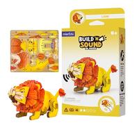 MierEdu 3D Puzzle Lion - Build & Sound Animal Toy - Ages 6+ | Encourages STEM problem solving & hand-eye coordination; pre-cut pieces need no glue; FSC certified eco-friendly gift