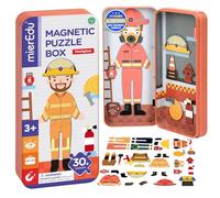 mierEdu Magnetic Game Box Fireman for Dressing - Promotes Motor Skills + Fantasy, Ideal for Home & Travel Game for Children, Fire Brigade Kit from 3 Years, Travel Games Children from 3 Years