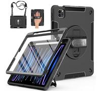 Miesherk Case for iPad Pro 11 Inch 4th/3rd/2nd/1st Generation: Military Grade Shockproof Cover iPad Pro 11’’ 2022/2021/2020/2018- Pencil Holder-360° Rotating Stand-Hand/Shoulder Strap-Black