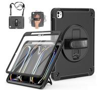 Miesherk Case for iPad Pro 13 inch 2025/2024 M5/M4, Military Grade Full Body Protective Cover for iPad 13 Pro 8th/7th Gen-Screen Protector, Pencil Holder, Rotating Stand, Hand/Shoulder Strap, Black