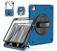 Miesherk Case for iPad Pro 13 inch 2025/2024 M5/M4, Military Grade Full Body Protective Cover for iPad 13 Pro 8th/7th Gen-Screen Protector, Pencil Holder, Rotating Stand, Hand/Shoulder Strap, Blue