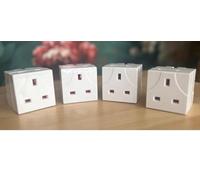 MIFAH 2 Way Mains Adapter, UK 13AMP Plug, Neon Block Socket Splitter, Surged Multi Plugs Extension Sockets Adapter, UK 3 Pin Socket, Pack of 2 (White Pack oF 4)