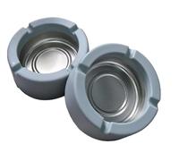 MIFAH Colour Full Plastic Ashtray Pack OF 2,Pastel Colours Won't Break Steel base In 4 Colour Round Shape Ashtray for Home Office Restaurant (Pack OF 2) (Grey)