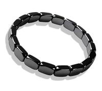 MIFARUI Hematite Bracelet for Men, Natural Stone Adjustable Elastic Bracelet, Black Hematite Gemstone Mens & Women Bracelets, Stylish Wrist Jewelry, Square Shape (1 Piece)