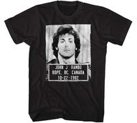 MIFCDBALE Rambo Film Series John J. Rambo Canada 1982 Mugshot T-Shirt FüR Erwachsene, Schwarz Men's S