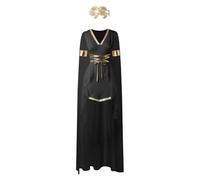 Mifeiwukawa Dress Women's Costume Goddess The Ancient Roman Costume Bodysuit Greek Carnival Halloween Carnival Party Cosplay Outfit Queen Clothing Party Dress (A1 Black, M)