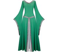 Mifeiwukawa Medieval Dress Renaissance Costume Long Gown Irish Over Deluxe Victorian Vintage Cosplay Women (Green, XS)