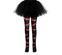 Mifeiwukawa Toddler Girls Halloween Leggings Ballet Tights Stretch Dance Stockings Pantyhose for Holiday Cosplay Party (A-Red Bat, 4-7 Years)
