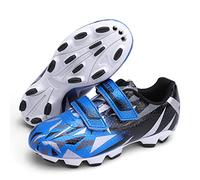 MiFeloo Boys Girls Football Boots Outdoor Sports HG/AG Training Shoes for Boys and Girls, black blue, 1.5 UK