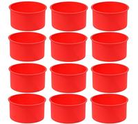 mifengda 12pcs Silicone Cake Mold Baking Round Cake Molds 4 Inch Non-Stick Baking Pan Kitchen Silicone Cake Molds for Baking(Red, 4inch)