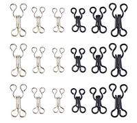 mifengdaer 60 Set Sewing Hooks 3 Sizes Metal Eyes Closure Bra Hooks Clothing Fasteners for Bra and Trousers Skirts Clothing Repair (Silver and Black)