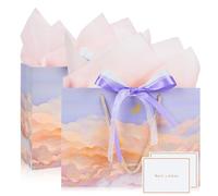 Mifferer Gift Bags for Present, 2 Pack Medium Gift Bag with 2 Wrappers and 2 Cards, Paper Gifts Bags Shopping Bags with Handles for Women Men Birthday Wedding Party Christmas Bags 20x10x28 cm