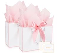 Mifferer Gift Bags with 2 Wrappers and 2 Cards, Medium Paper Gifts Bags with Handles for Women Men, Birthday, Wedding, Party - 20x10x28 cm, 2 Packs