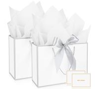 Mifferer Gift Bags with 2 Wrappers and 2 Cards, Medium Paper Gifts Bags with Handles for Women Men, Birthday, Wedding, Party - 20x10x28 cm, 2 Packs