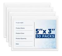 Mifflin - Index Card Holder - 7.6 x 12.7cm (3x5), 30 Pack - Clear Self-Adhesive Card Pockets - Label Holders for Organising Storage Bins & Containers - Plastic Sleeves for Protecting Cards & Labels