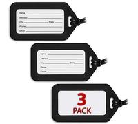Mifflin - Luggage Tags for Suitcases - Black, 6 PK - TSA Approved Travel Tags for Luggage - Bulk Baggage Identifier - Suitcase Labels for Airline Travel, Backpack & Cruise Accessories