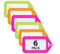 Mifflin - Luggage Tags for Suitcases - Neon, 6 PK - TSA Approved Travel Tags for Luggage - Bulk Baggage Identifier - Suitcase Labels for Airline Travel, Backpack & Cruise Accessories