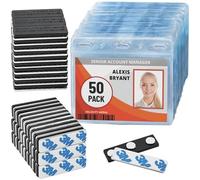 Mifflin - Magnetic Name Badge Holders - 50 Pack - 3x4 Zipperless Horizontal ID Badge Sleeves + Strong Magnet Plates for Name Tags, Identification Cards, Employee Badges
