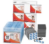 Mifflin - Magnetic Name Badge Holders + Paper Inserts - 50 Pack - 3x4 In Zipperless Horizontal ID Badge Sleeves + Printable Inserts + Magnet Plates for Name Tags, Identification Cards, Employee Badges
