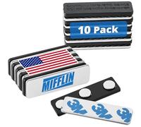 Mifflin Name Tag Magnets (10 Badge Holder Magnets, 44 x 12 mm), Name Tag Magnet Backs w/ 3 Extra-Strong Neodymium Magnet for ID Badge Holders