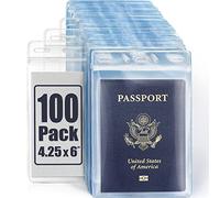 MIFFLIN Passport Holders (Clear, 100 Pack), Extra Large (XXL) ID Name Badge Holder, Waterproof Vertical Plastic Card Holders
