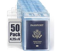 MIFFLIN Passport Holders (Clear, 50 Pack), Extra Large (XXL) ID Name Badge Holder, Waterproof Vertical Plastic Card Holders