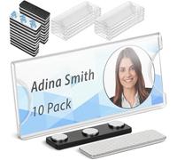 Mifflin - Premium Acrylic Magnetic Name Tag Kit - 10 PK, 3x1 inches, Clear - Customizable & Reusable Name Badge Holders w/Strong Neodymium Magnetic Backing & Paper Inserts for School, Office & Events